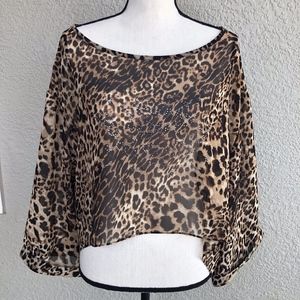 Joseph Ribkoff Sheer High/Low Animal Print Top
